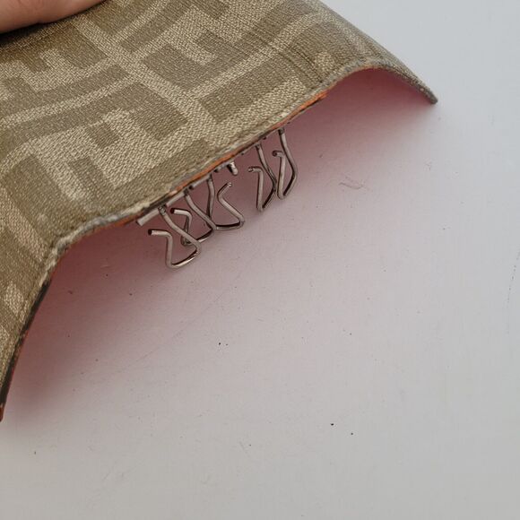 Fendi 6 Ganci Pu/Kaki Zucca Key Case Wallet Hooks Canvas Leather Wallet Folding - Picture 9 of 11